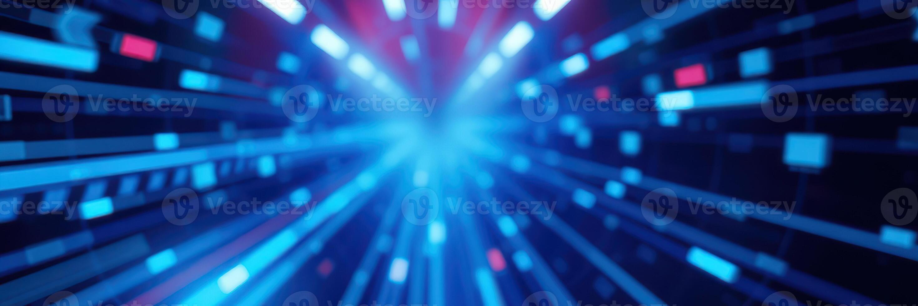 Vibrant digital abstract visual with blue and red lines radiating outward in a dynamic pattern photo