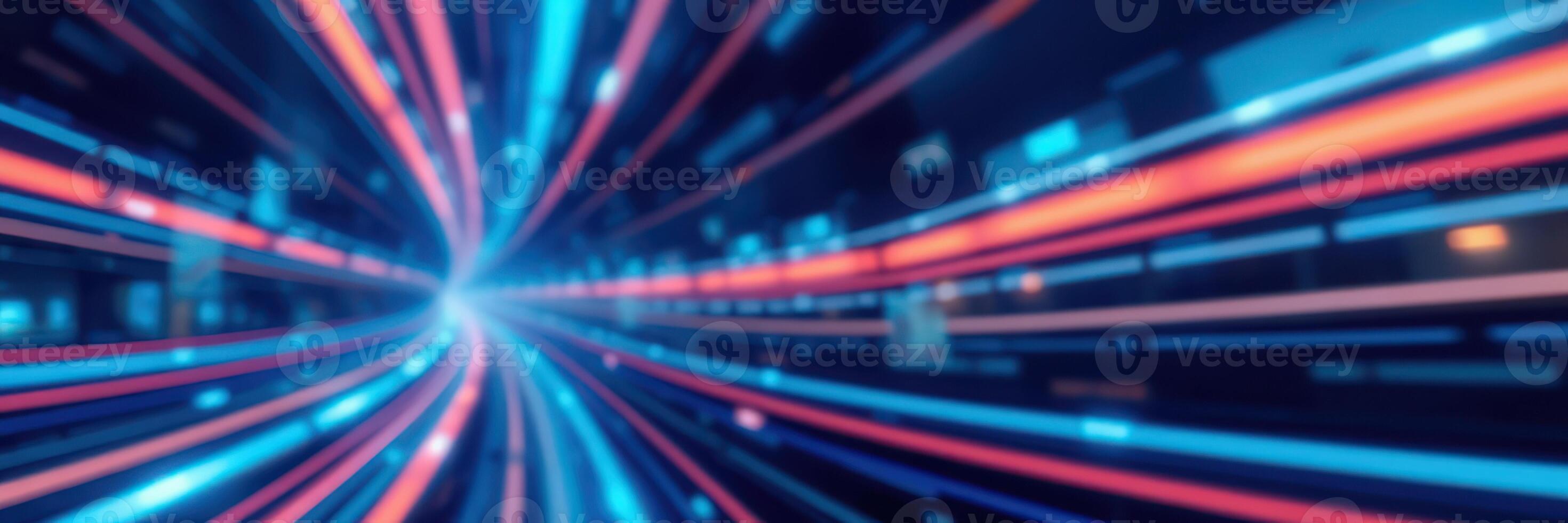 Vivid abstract light trails create a dynamic illusion of speed and movement in a digital landscape during a futuristic moment photo