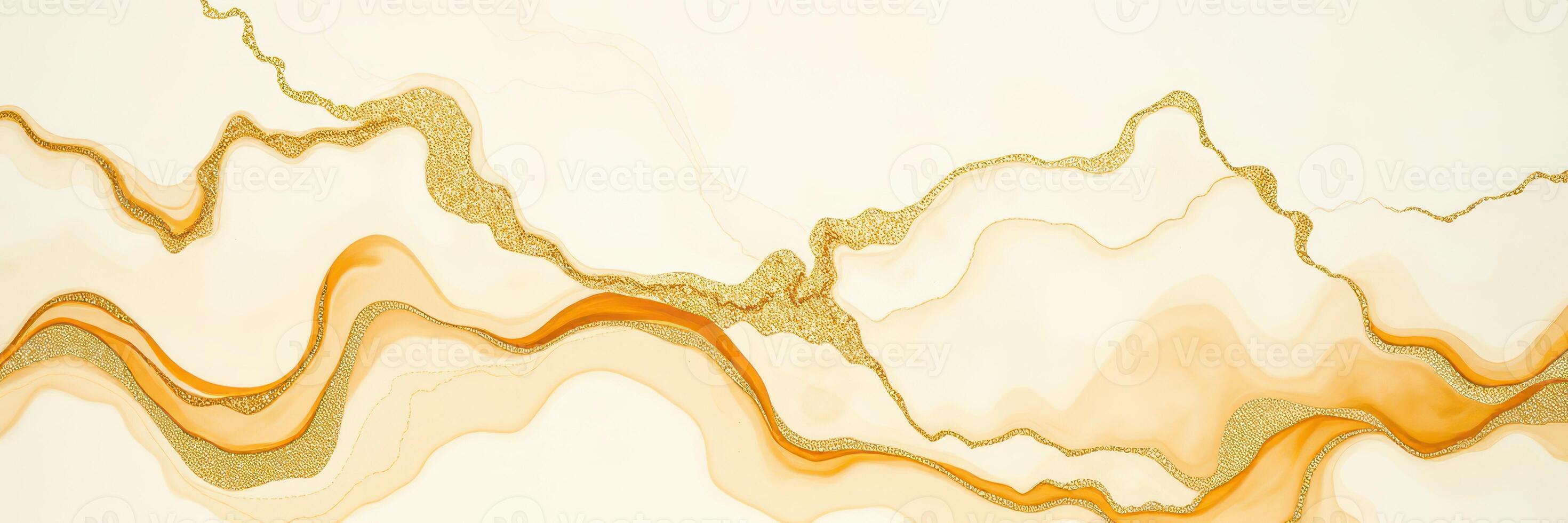 Beautiful abstract fluid art with orange and gold details creating a stunning visual effect on a light background photo