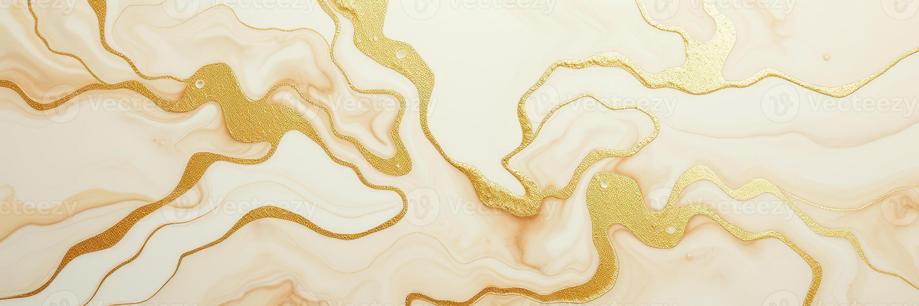 Elegant abstract background with flowing gold lines and soft white textures in a modern artistic design photo