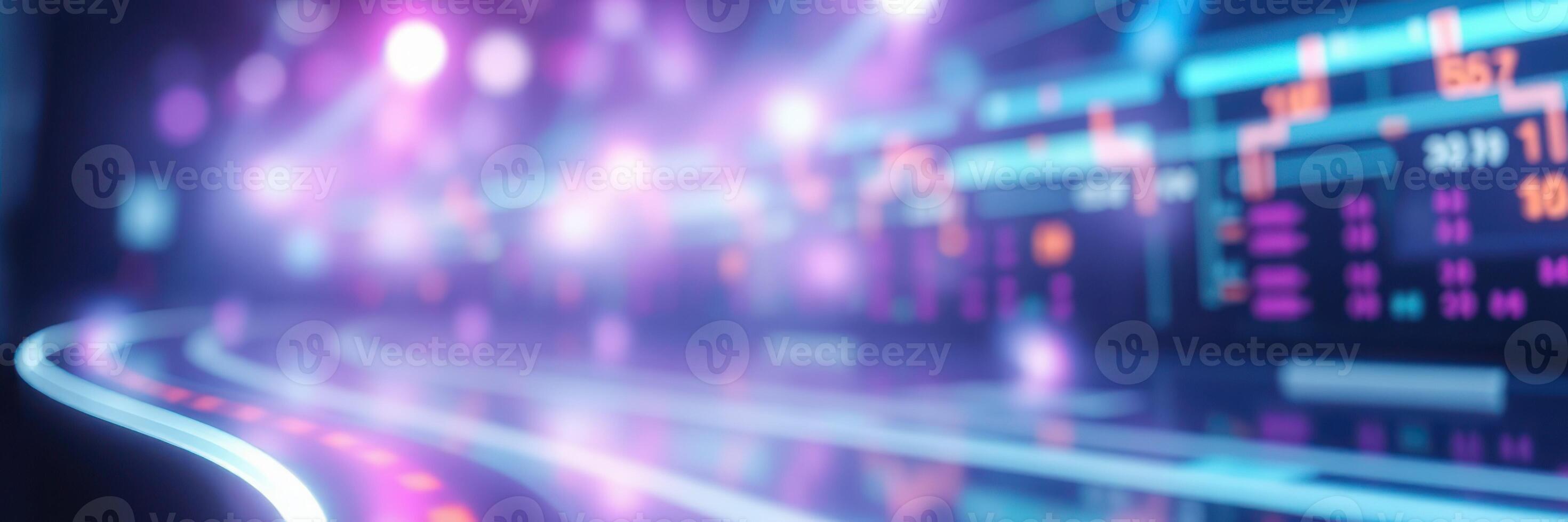 Colorful visual display of digital information in a modern setting during nighttime photo