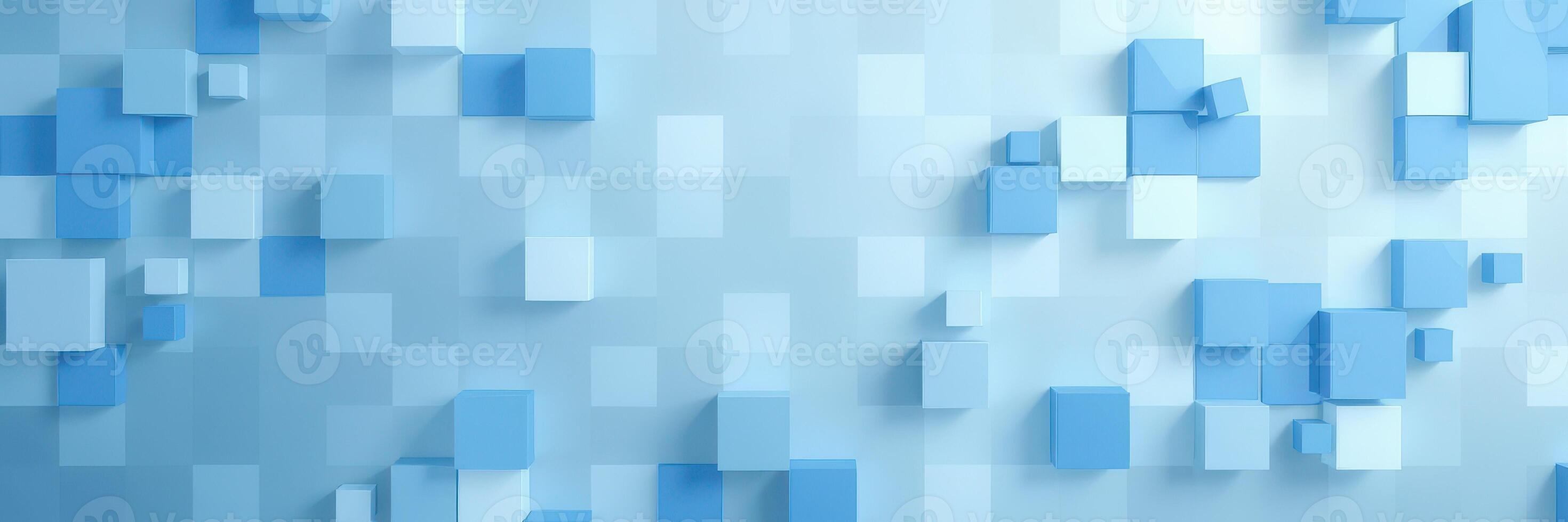 Colorful abstract geometric shapes create a modern digital pattern in shades of blue and white on a textured background photo
