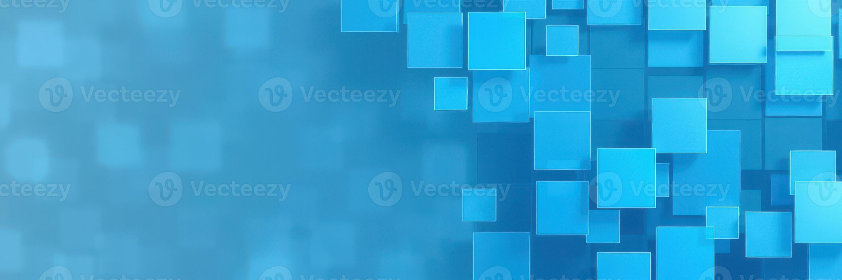 Abstract geometric shapes create a dynamic blue background with cubes and gradients photo