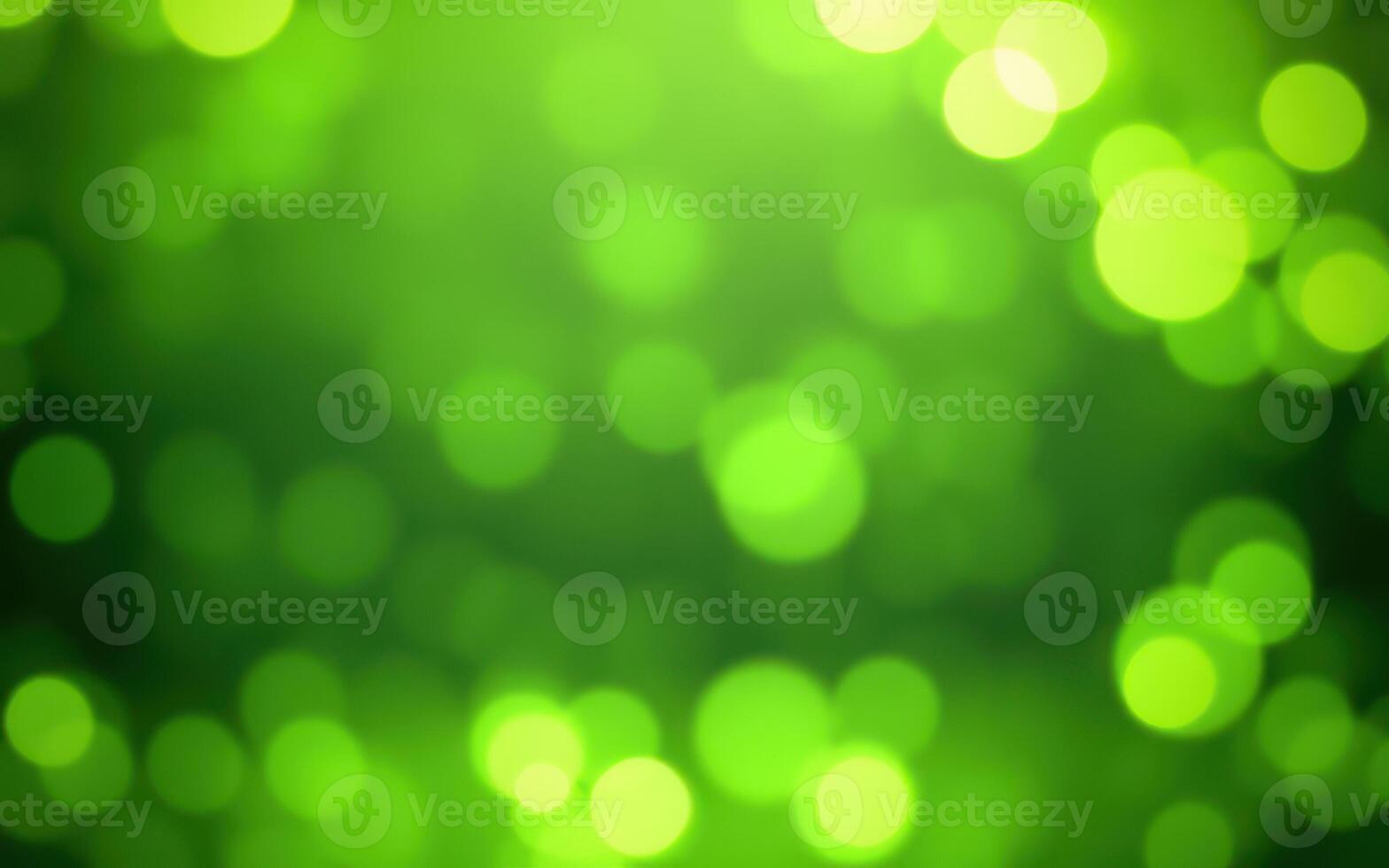 Vibrant green bokeh lights create a serene, nature-inspired atmosphere perfect for relaxation and creativity photo
