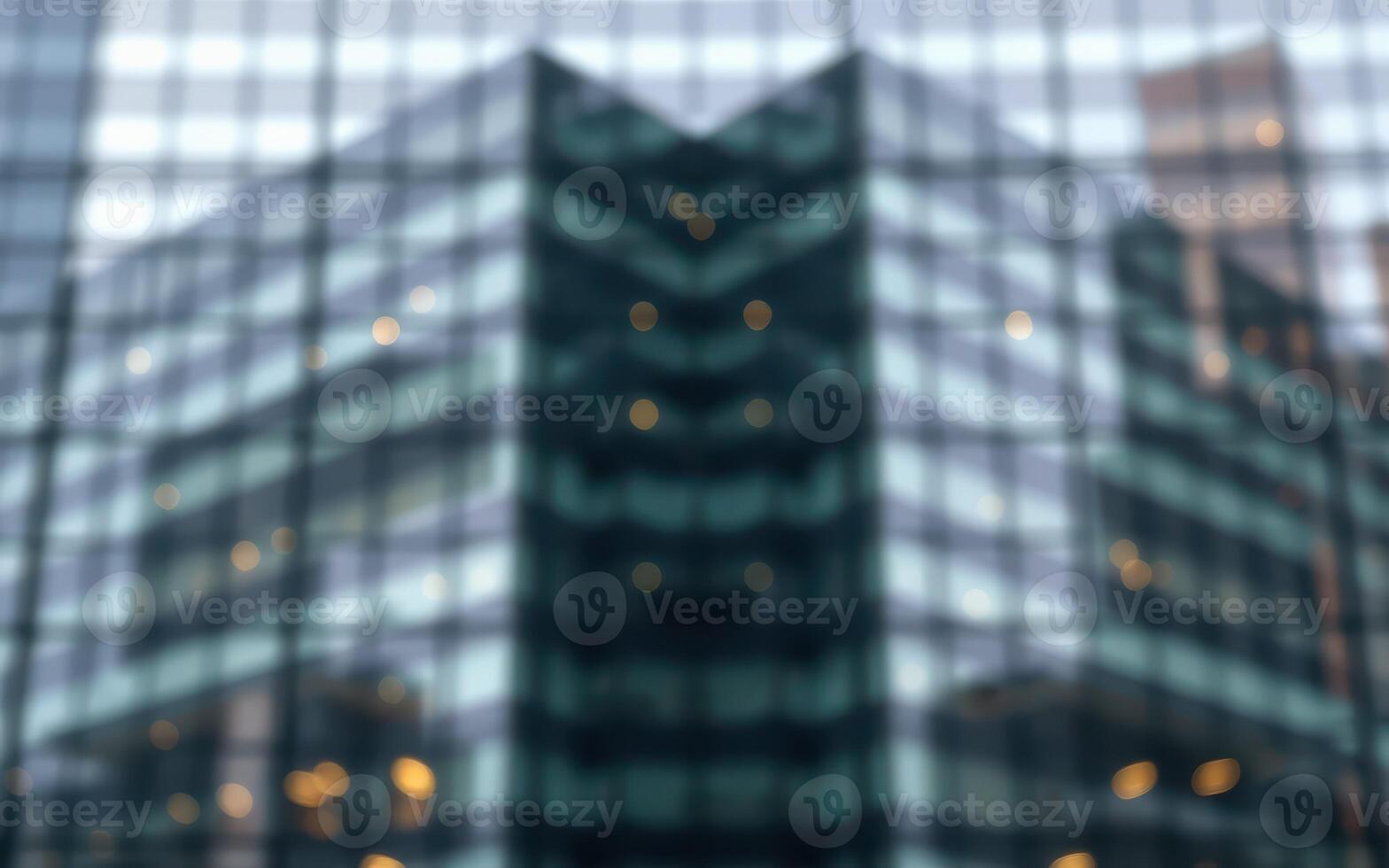 Urban reflection of modern skyscraper on glass surface showing artistic geometric patterns in cityscape photo