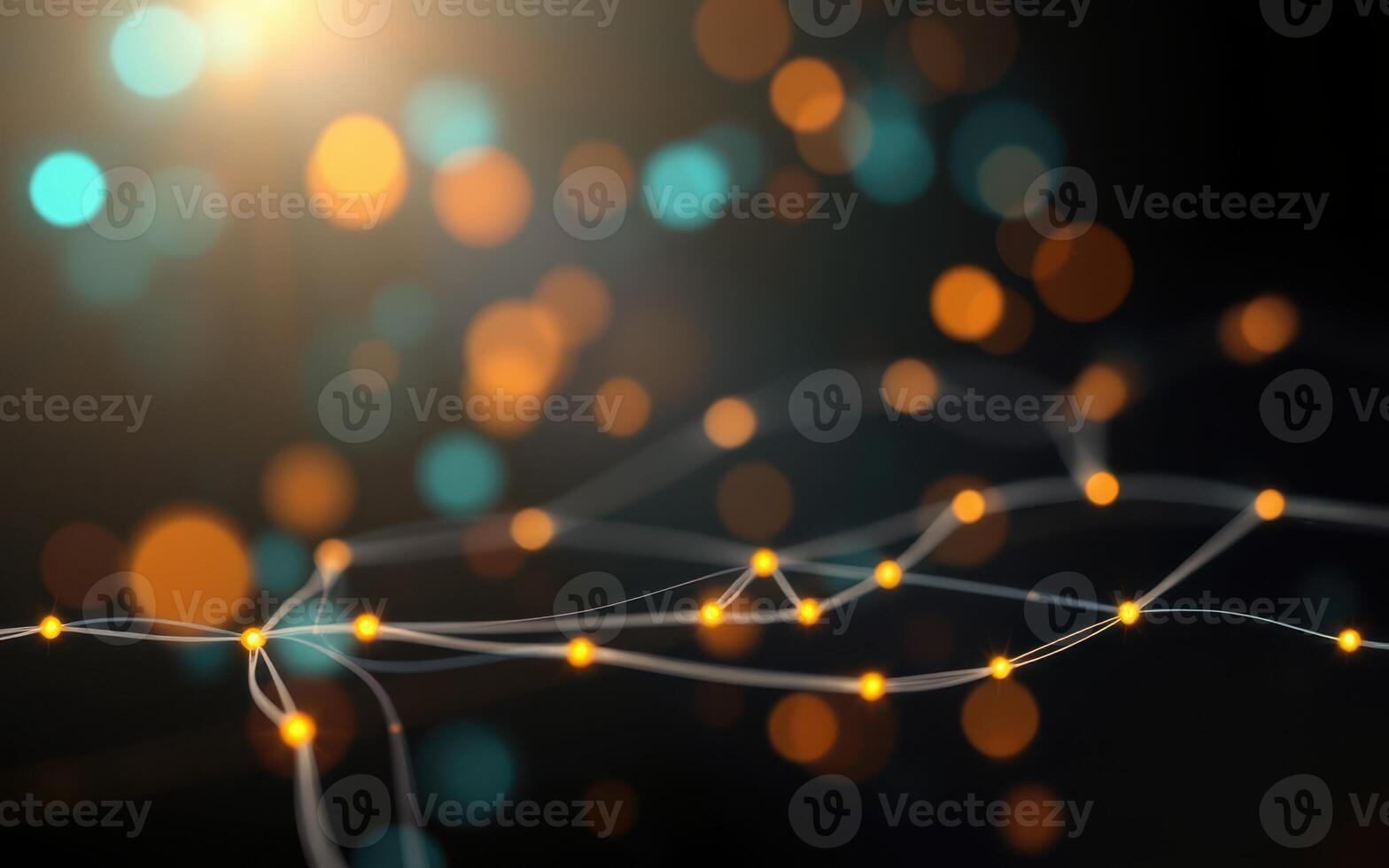 Colorful abstract background with glowing dots and lines creating a network effect photo