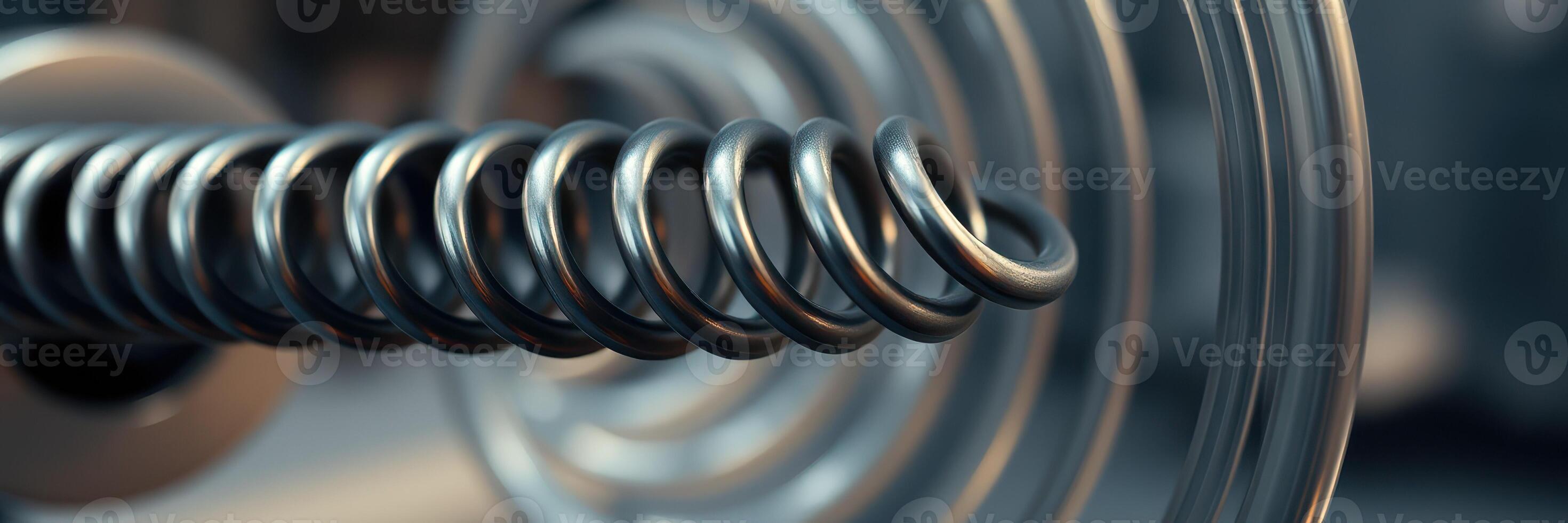 Close-up of metallic springs demonstrating intricate design and engineering in a workshop setting photo