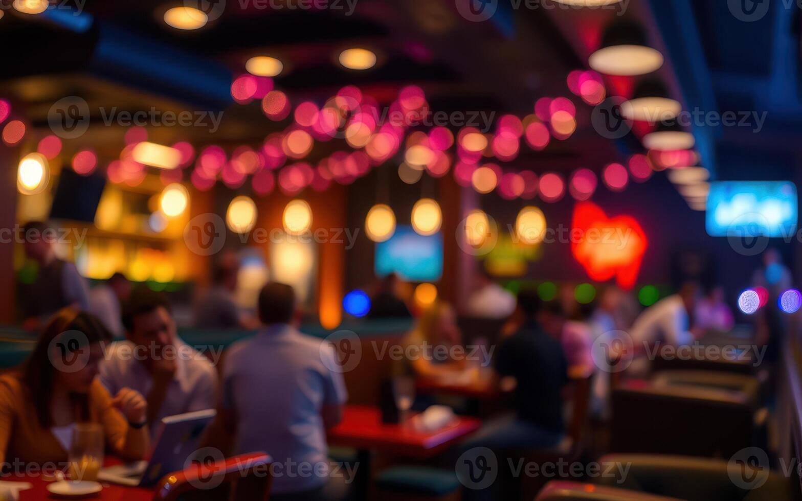 Cozy restaurant filled with patrons enjoying a vibrant atmosphere during an evening gathering photo