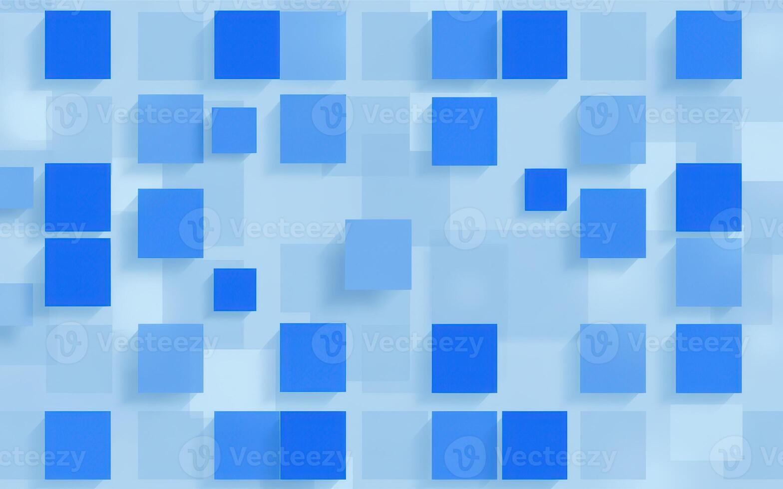 Abstract blue geometric composition with blocks creating a dynamic visual effect in a digital space photo