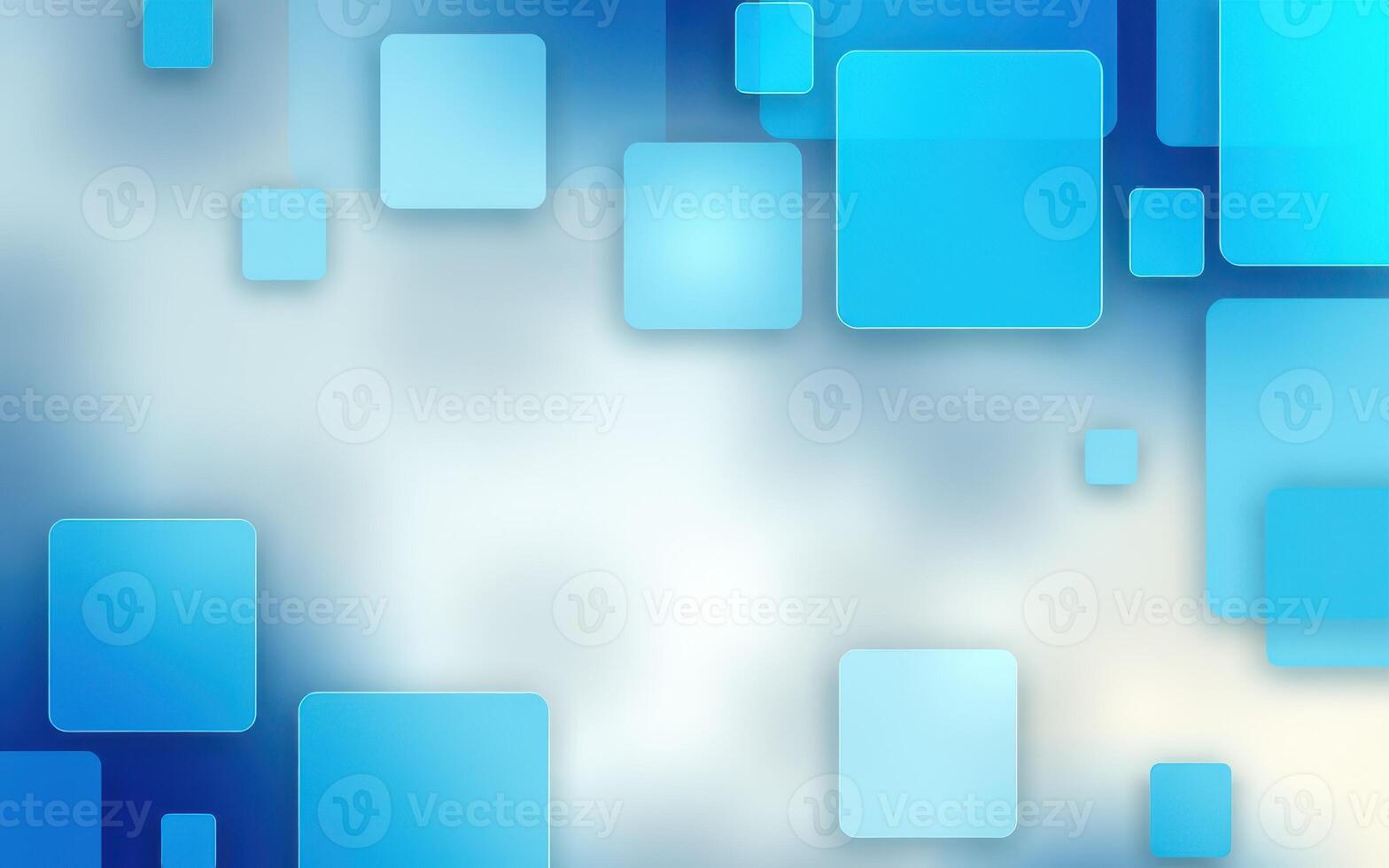 Vibrant blue abstract background featuring overlapping squares and soft cloud-like textures photo