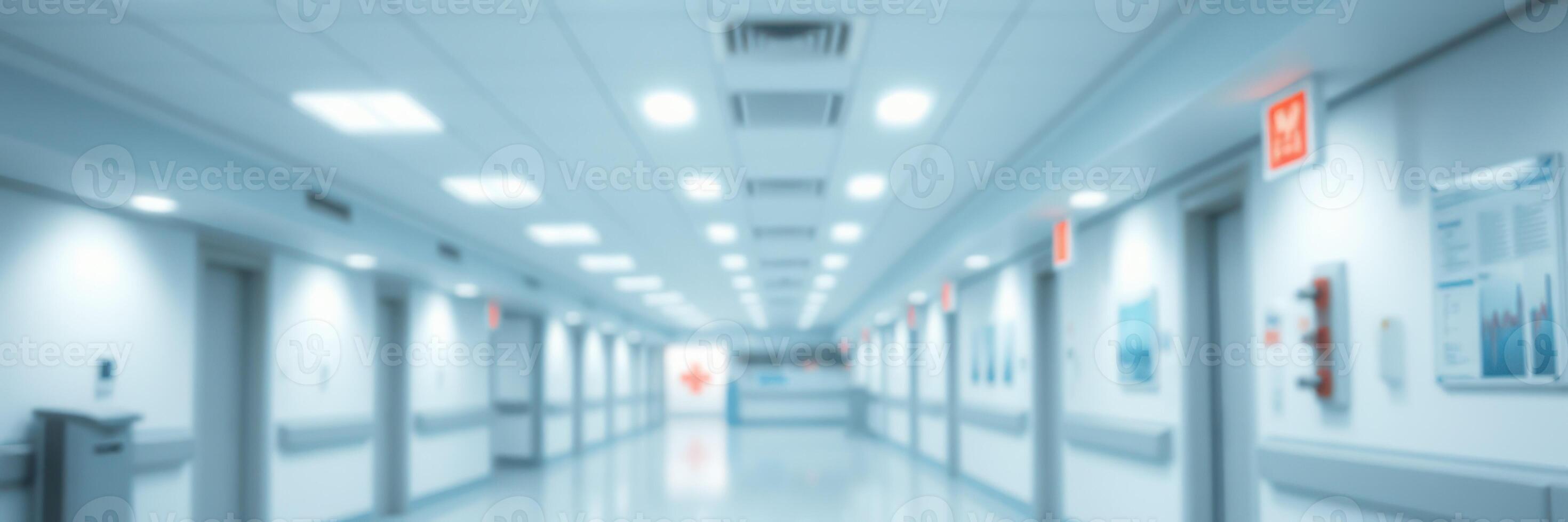 Clean and bright hospital corridor with clear signage and modern design during daytime photo
