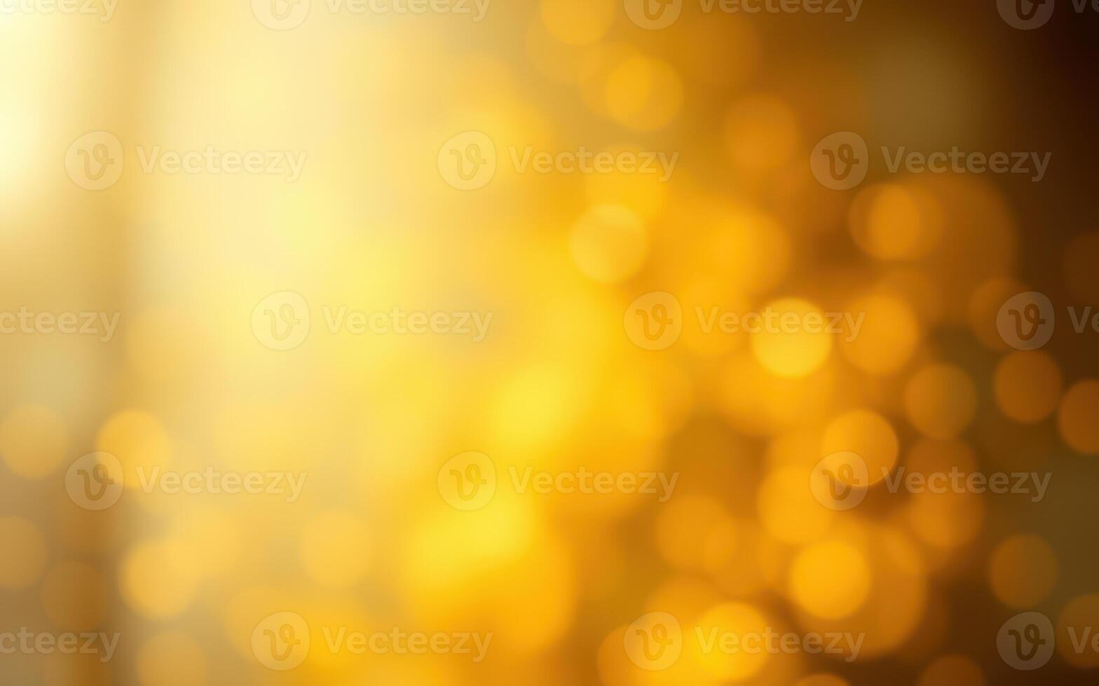 Warm golden bokeh lights create a soft, shimmering background in a tranquil setting at sunset photo