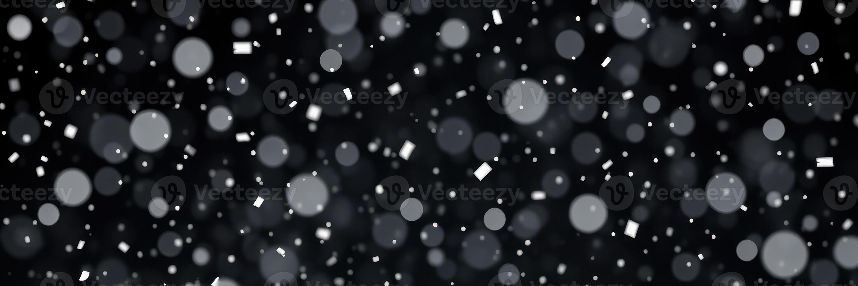 Snowfall creates a serene winter atmosphere with falling flakes and shimmering light in a night sky photo