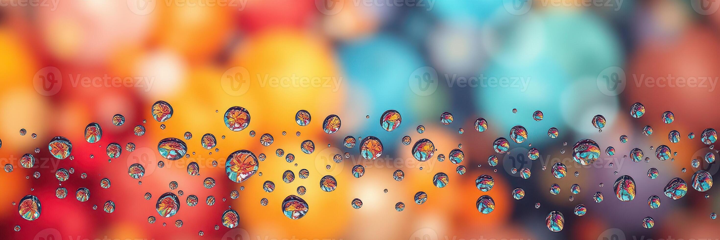 Colorful background with water droplets reflecting light in an abstract artistic display photo