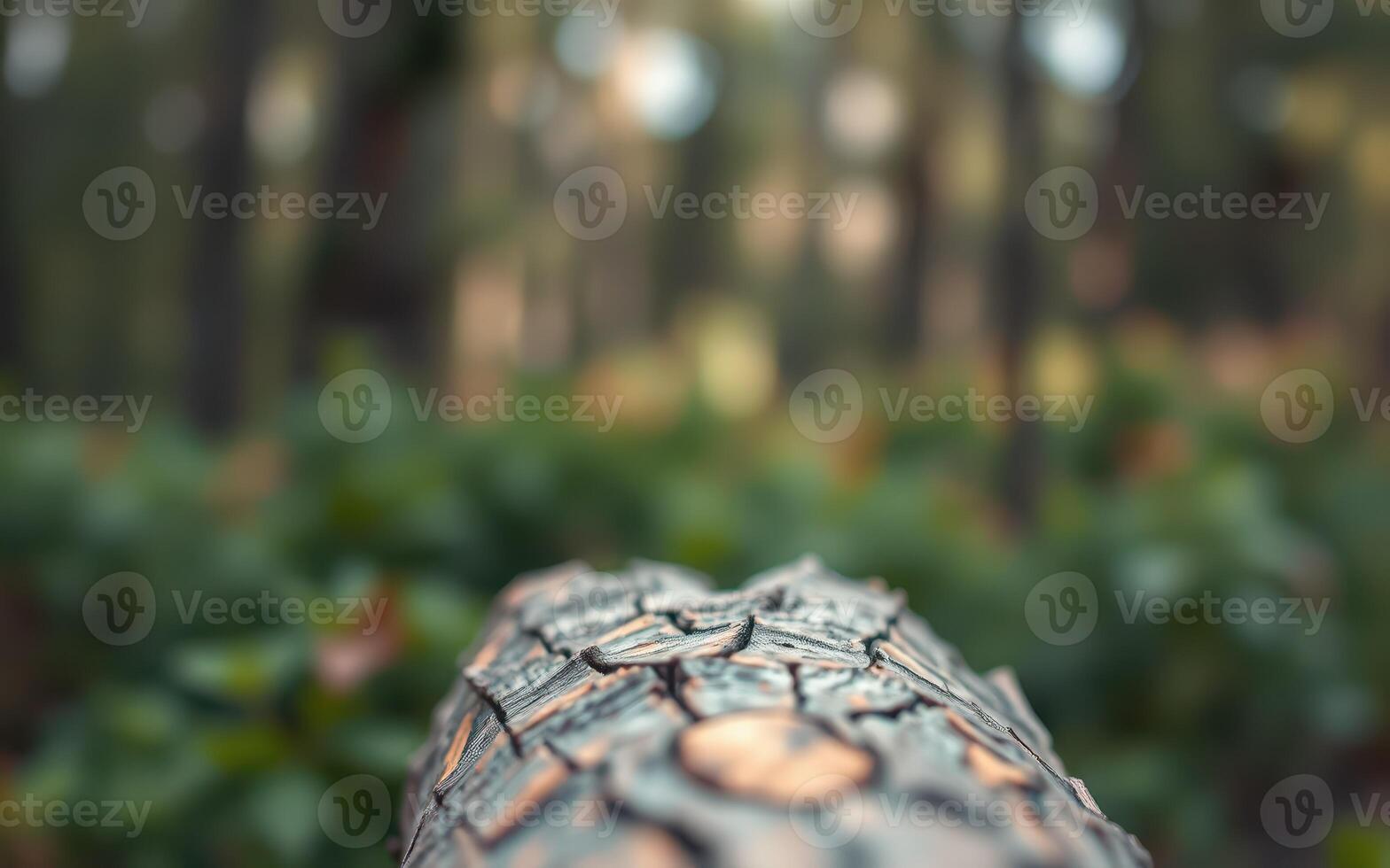 Close-up view of a textured log in a lush green forest during daytime photo