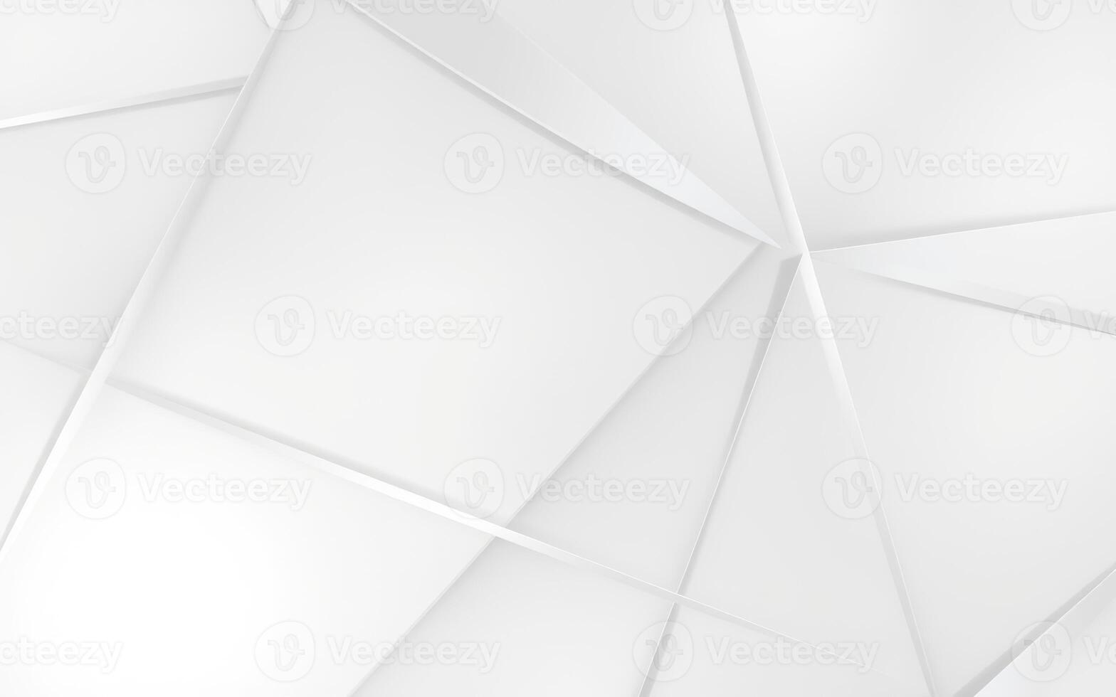 Abstract composition of white geometric shapes casting soft shadows from multiple angles in bright light photo