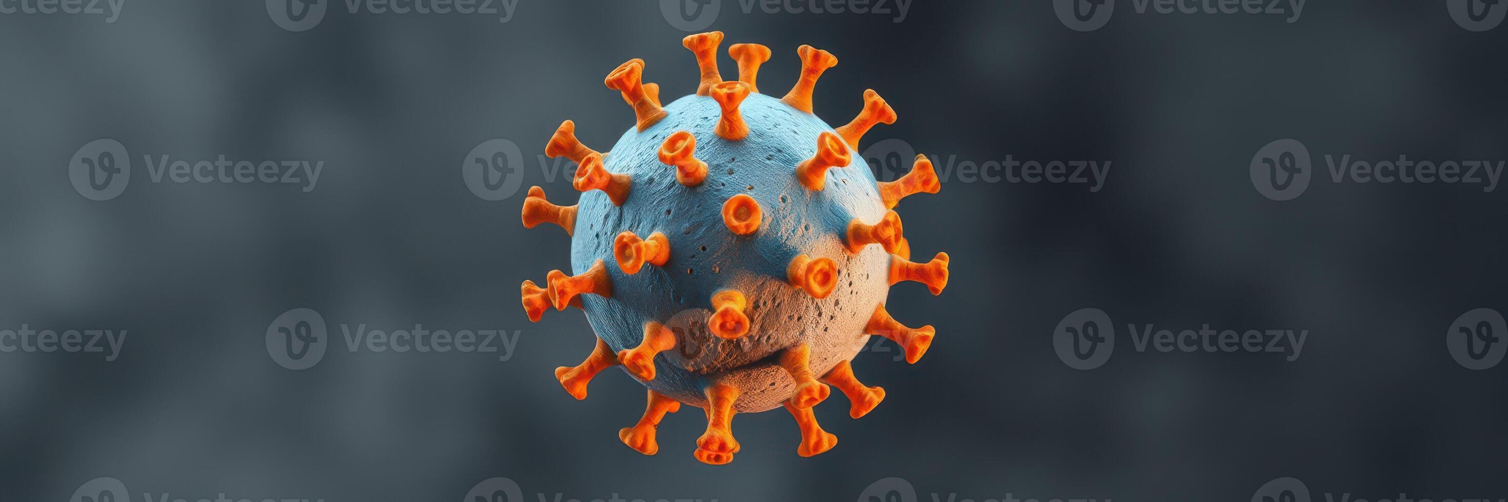 Detailed visualization of a coronavirus structure highlighting its unique features and spike proteins photo