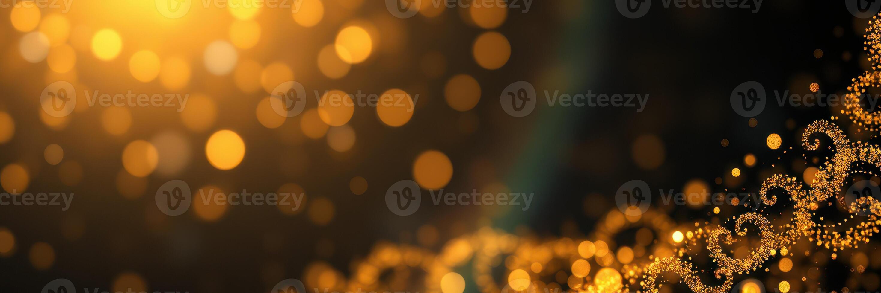 Golden shimmering lights create a festive and magical atmosphere during a nighttime celebration photo