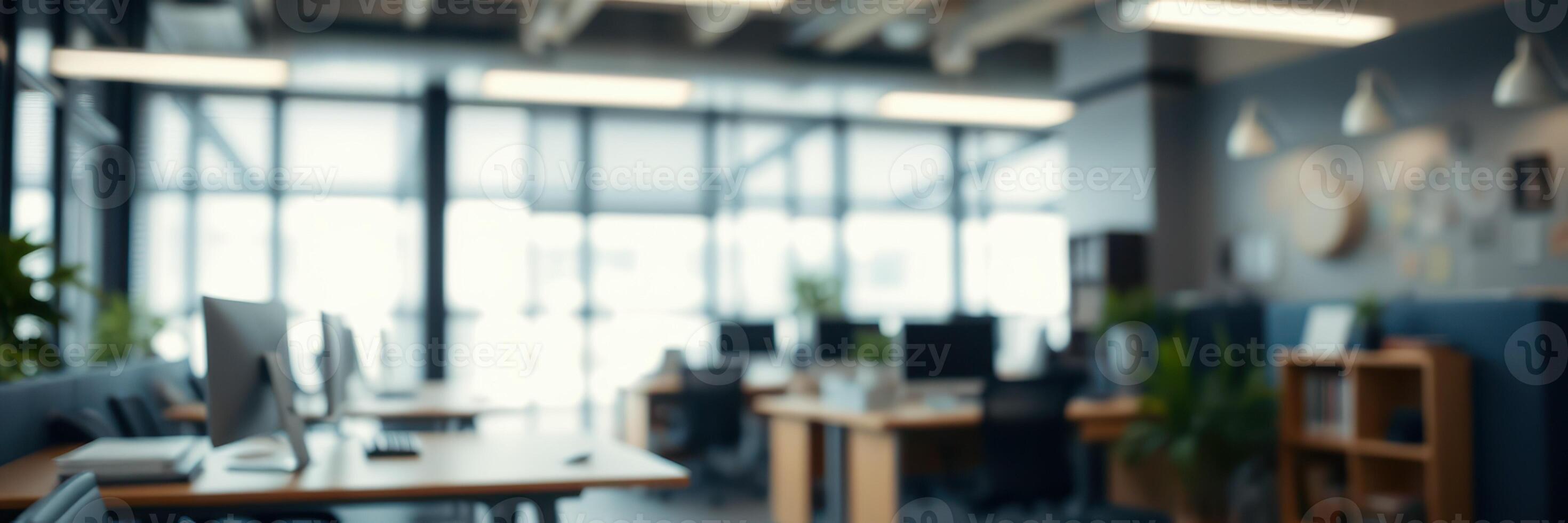Modern office space featuring collaborative areas and natural light during daytime hours photo