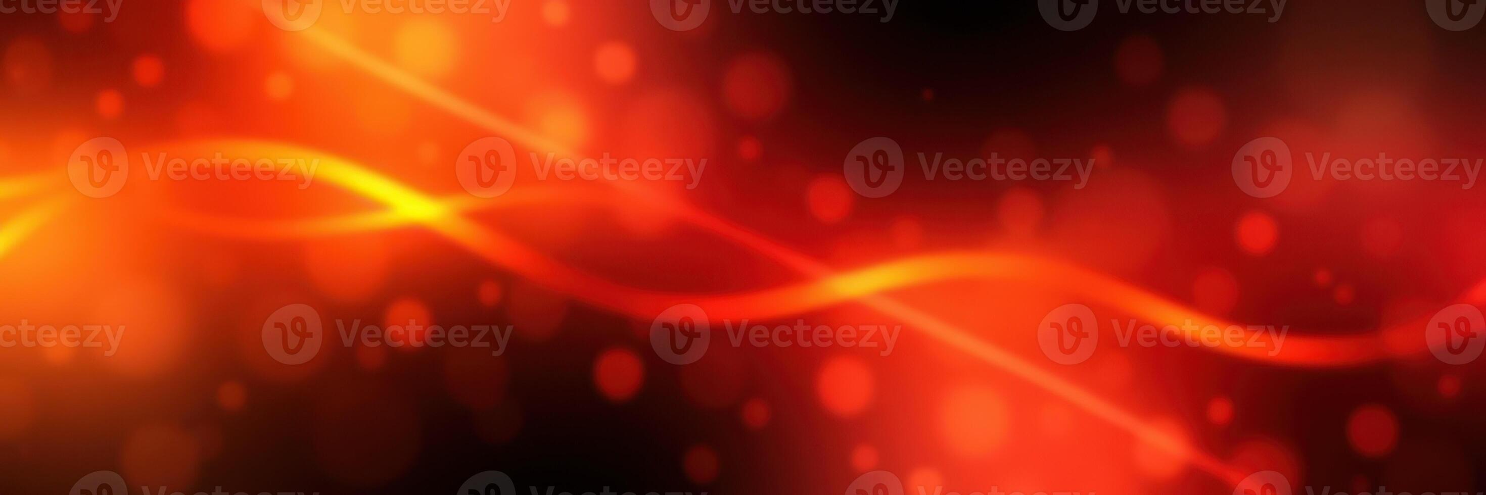 Bright orange and red abstract background with glowing lines and soft bokeh lights in dark surroundings photo