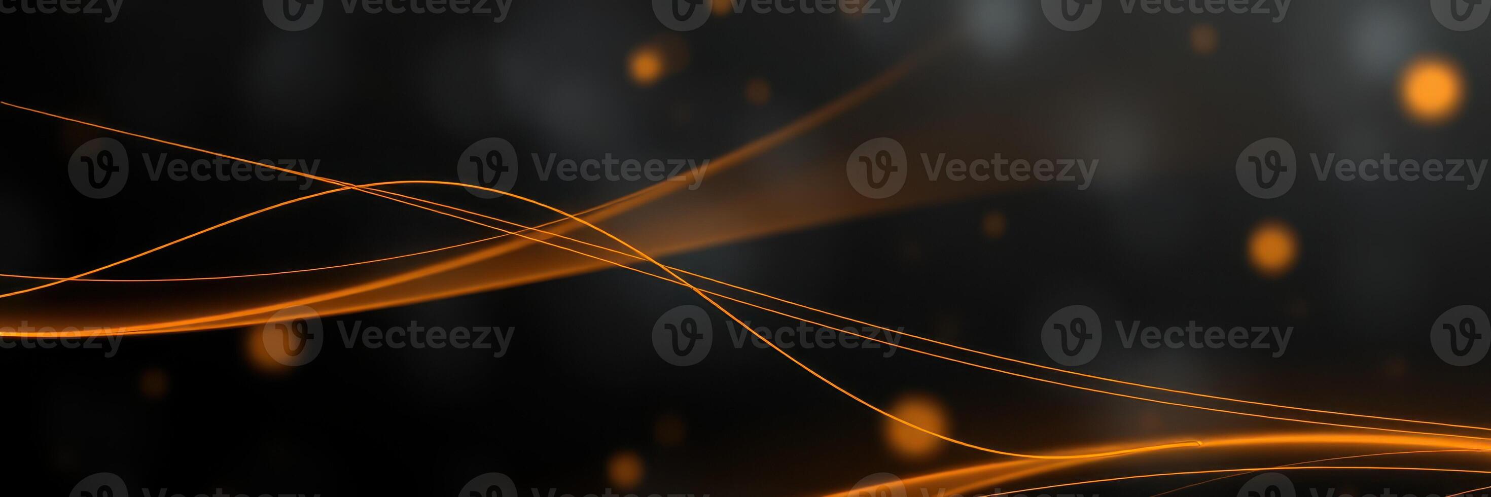 Dynamic orange and black abstract background showcasing flowing lines with glimmers of light at night photo