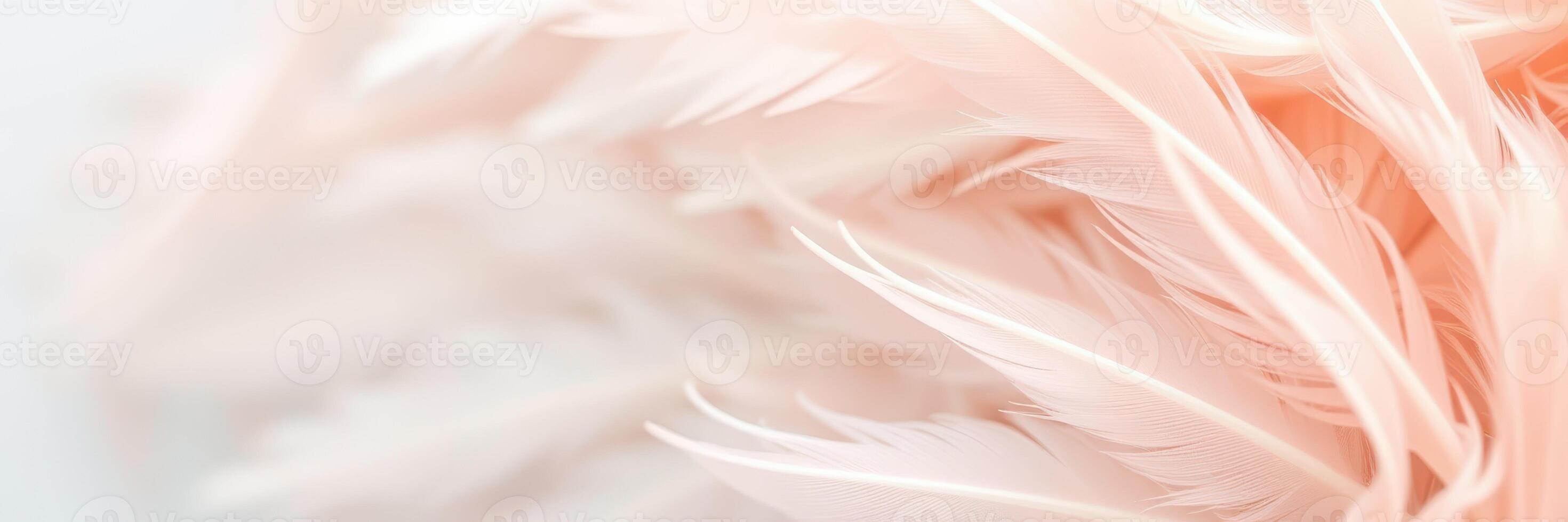 Soft pink feathers arranged delicately on a surface create a gentle and peaceful atmosphere in a bright setting photo