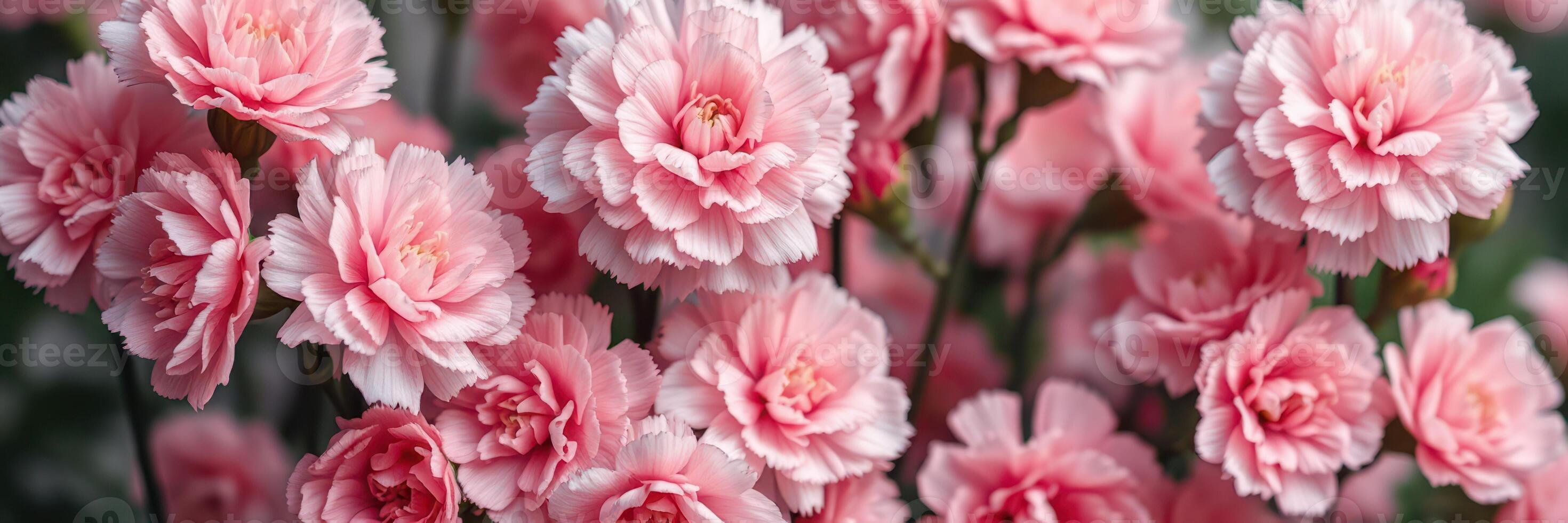 Bright pink carnations bloom in a vibrant garden during spring season showcasing their beauty and freshness photo