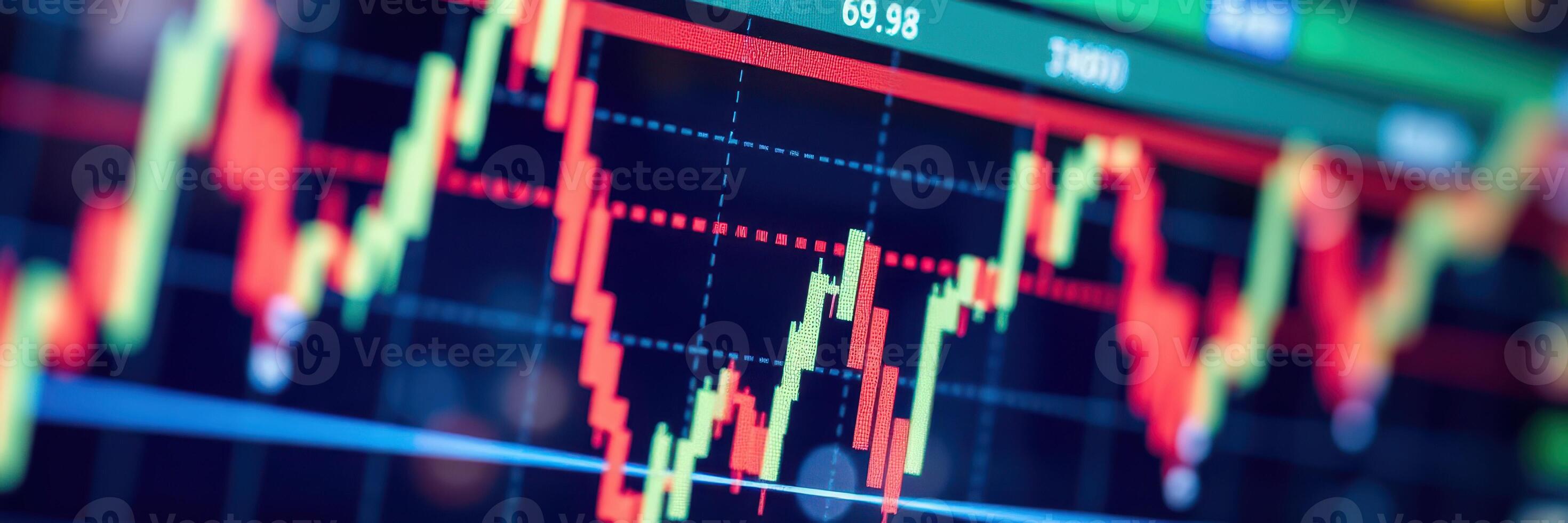 Stock market chart displays fluctuating prices during trading hours in a financial analysis environment photo
