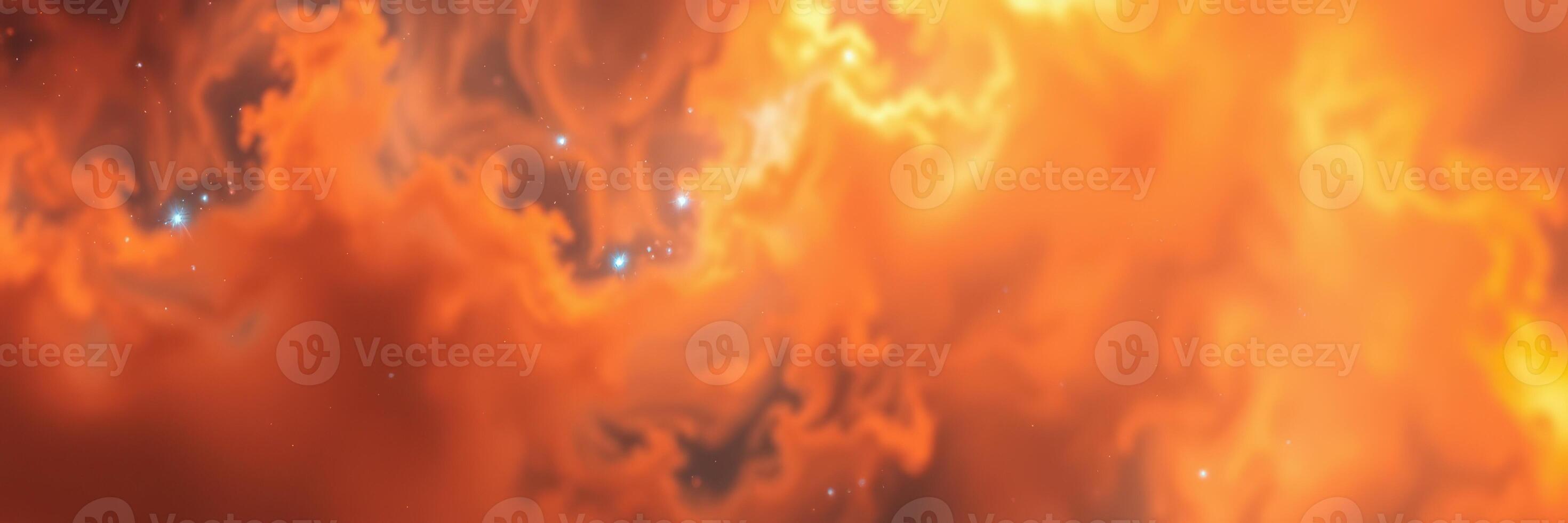 Swirling clouds of orange and yellow gas illuminate the vastness of space in a stunning cosmic display photo