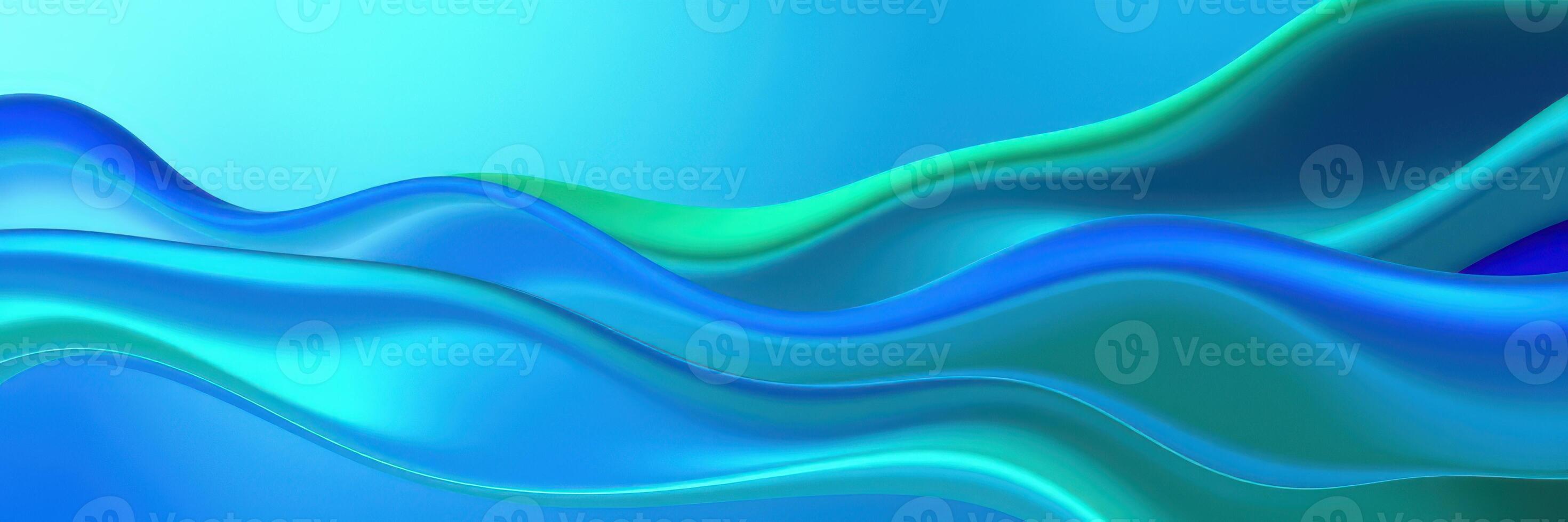 Abstract design featuring flowing waves in shades of blue and green showcasing smooth curves and gradients photo