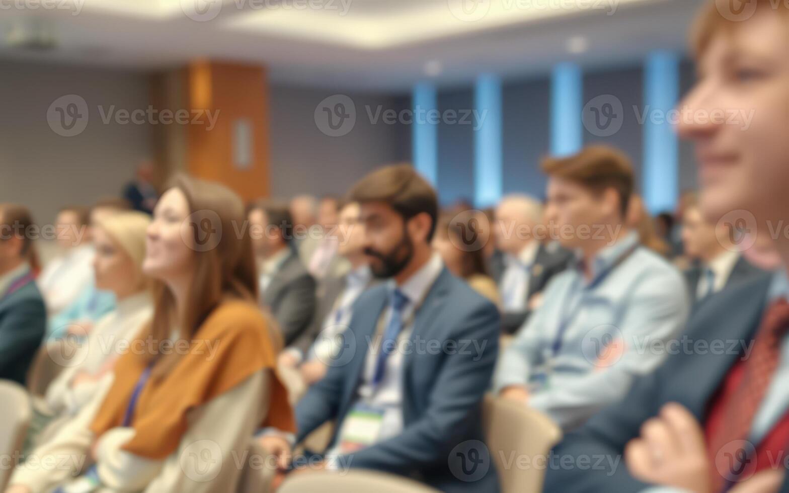 Engaged audience at a business conference during networking session in the city hall photo