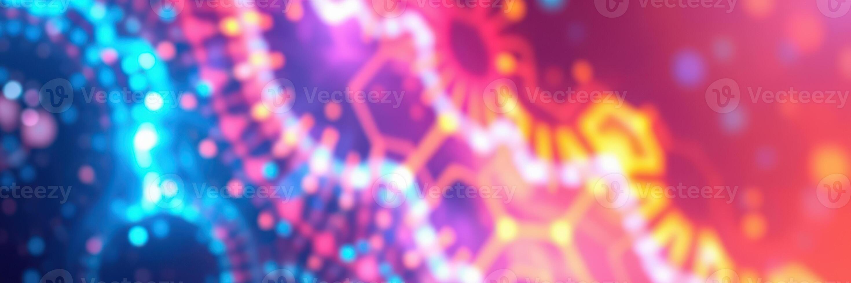 Colorful abstract representation of molecular structures with glowing elements in a vibrant background photo