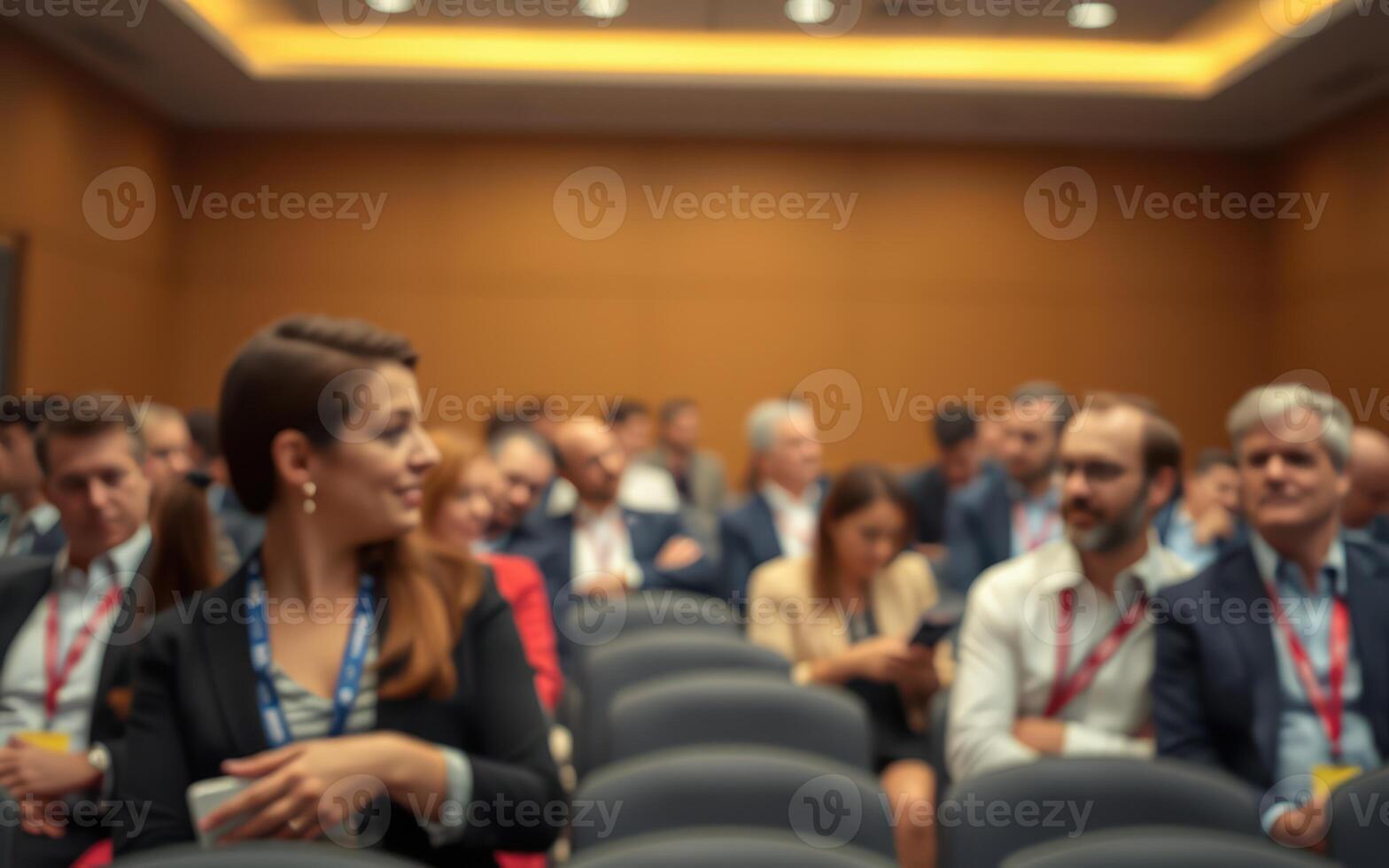 Engaged audience attending a conference session in a well-lit seminar room during a professional event photo