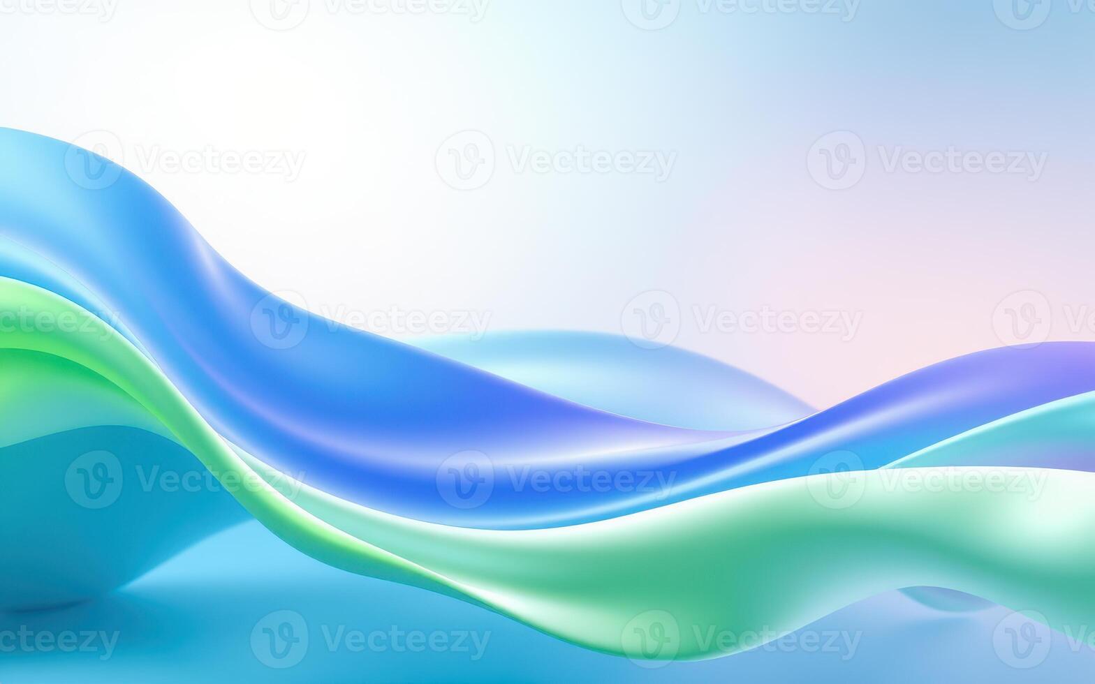 Smooth flowing shapes blend in shades of blue and green against a soft background photo