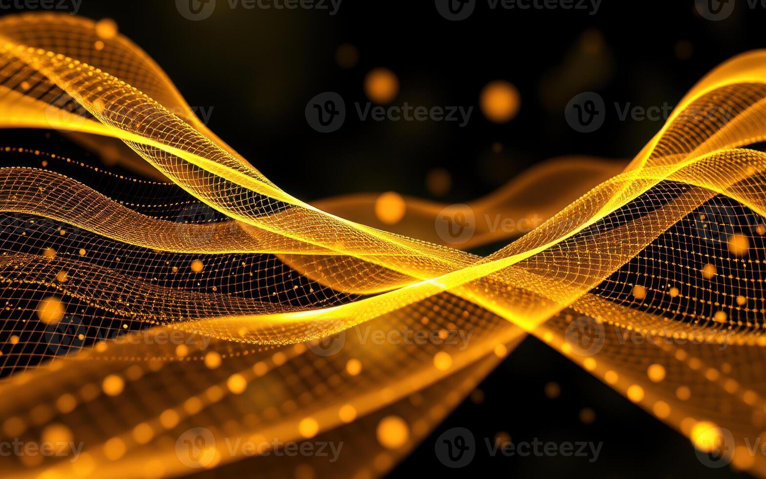 Stunning abstract golden wave pattern flows smoothly across a dark background, showcasing depth and movement photo
