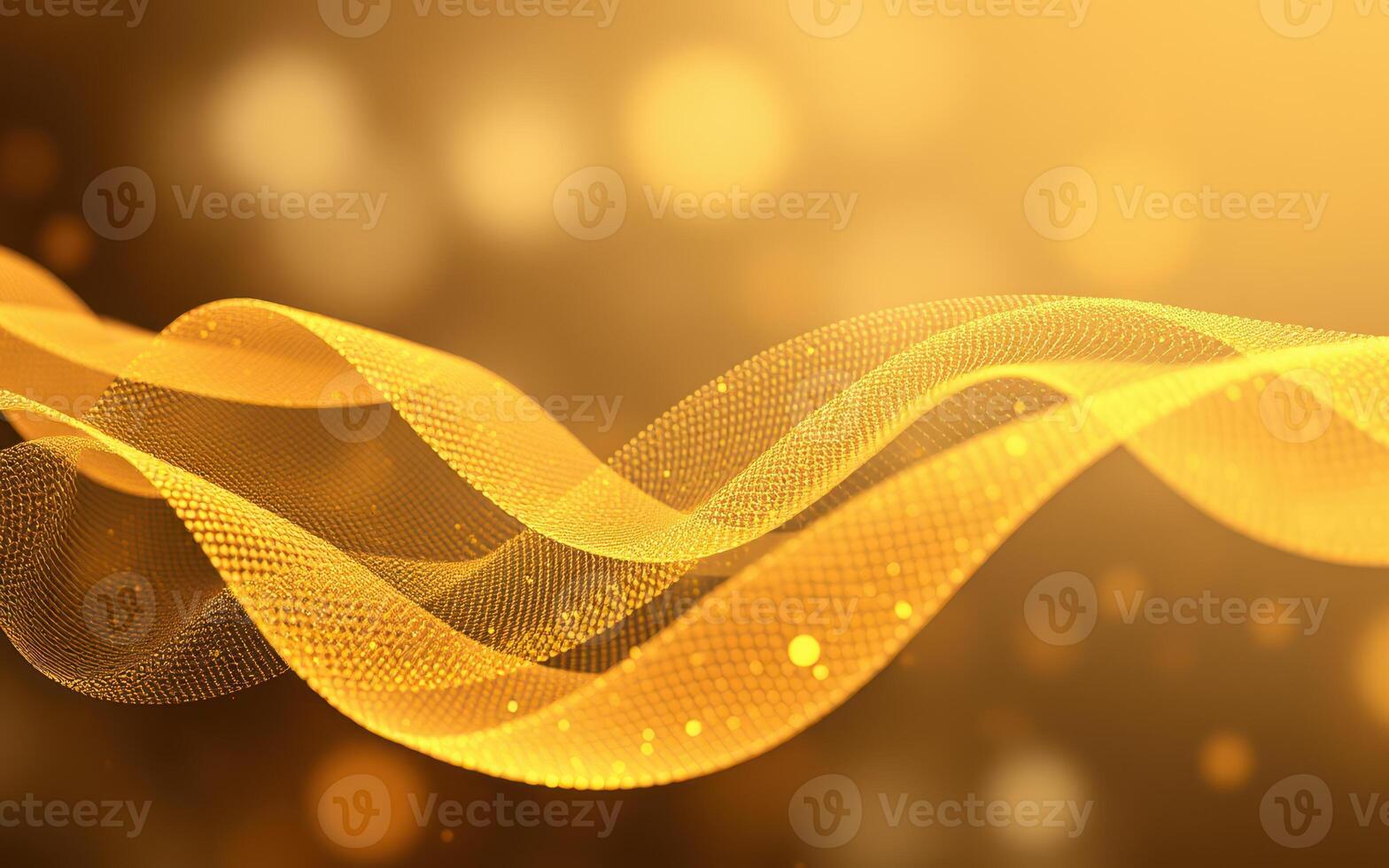 Golden abstract waves flow gracefully across a shimmering background with sparkling light effects during a serene moment photo