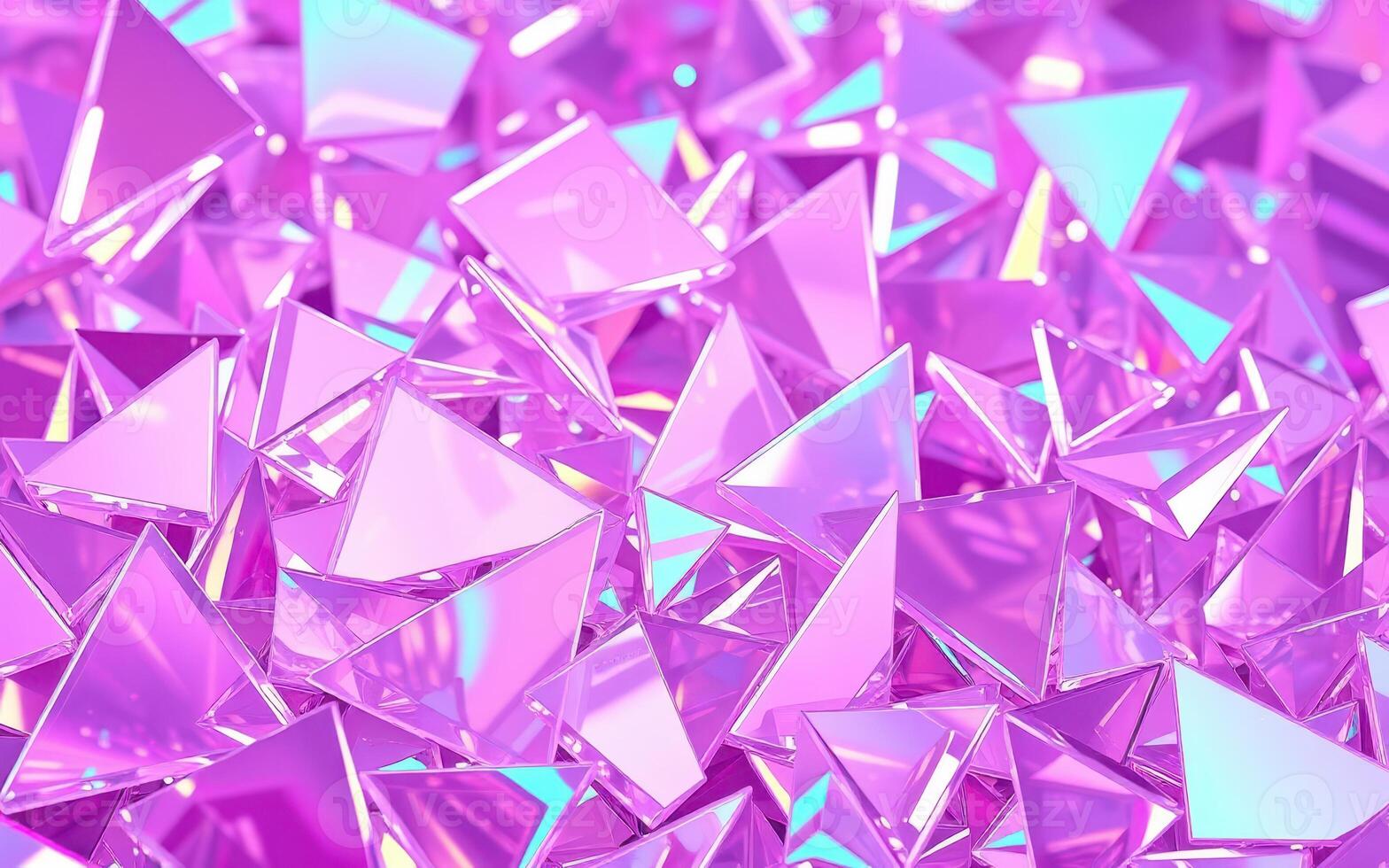 Colorful glass shards scattered across a surface create a vibrant visual texture in a well-lit environment photo
