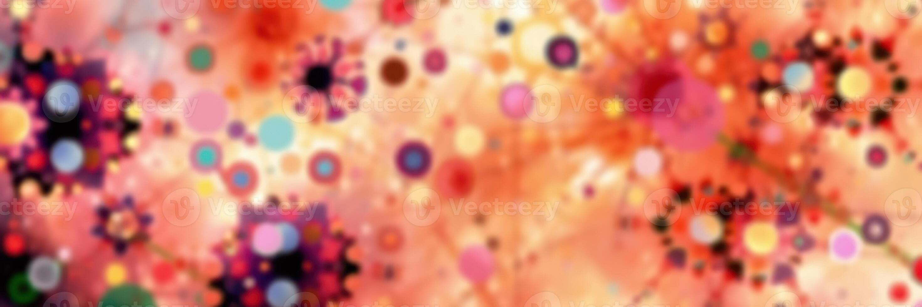 Colorful abstract design with vibrant circles and shapes in warm tones creating a lively atmosphere photo