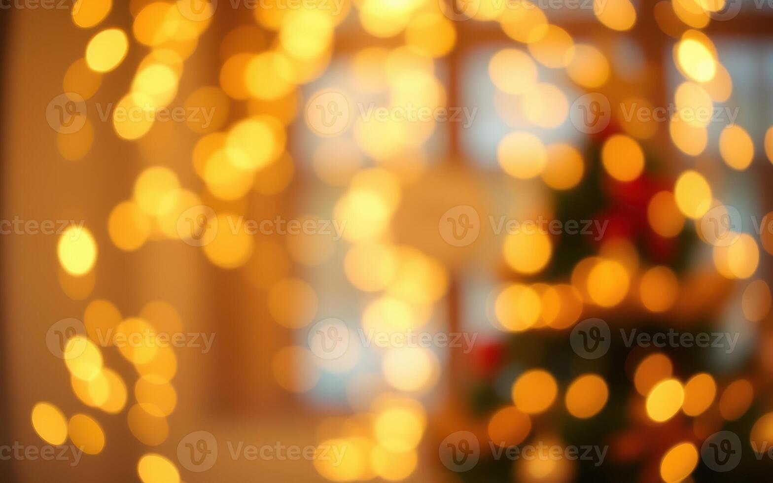 Warm glowing lights create a cozy atmosphere in a festive indoor setting during the holiday season photo