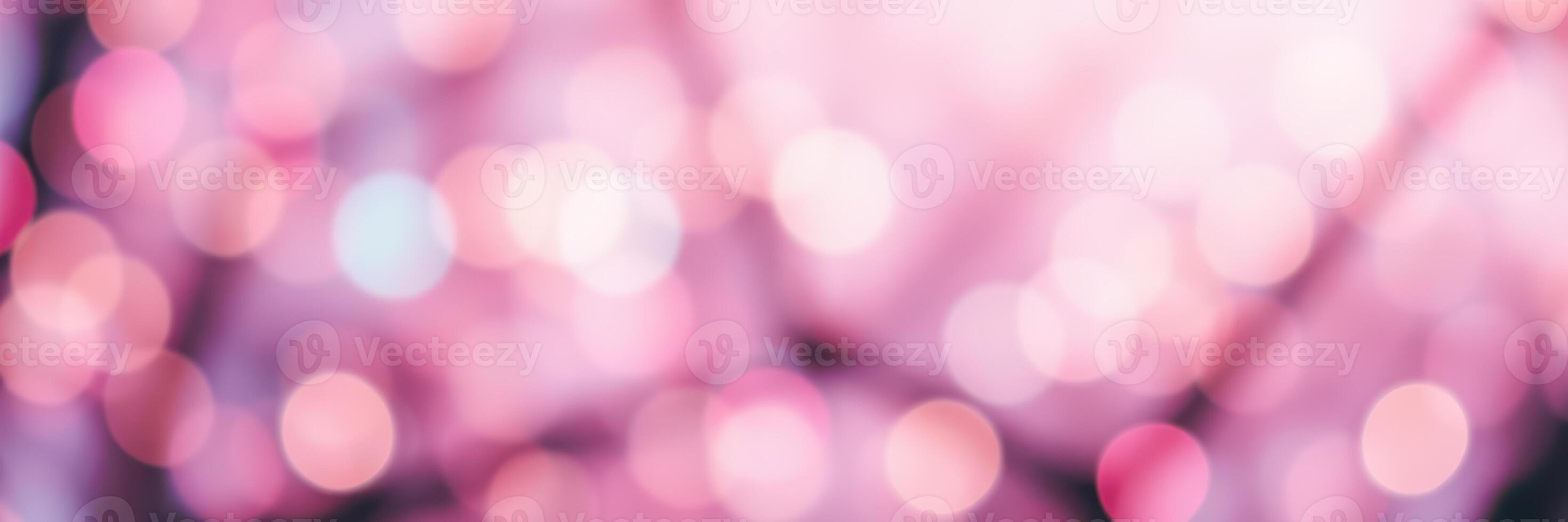 Soft pink bokeh lights create a dreamy atmosphere in a spring garden during sunset photo