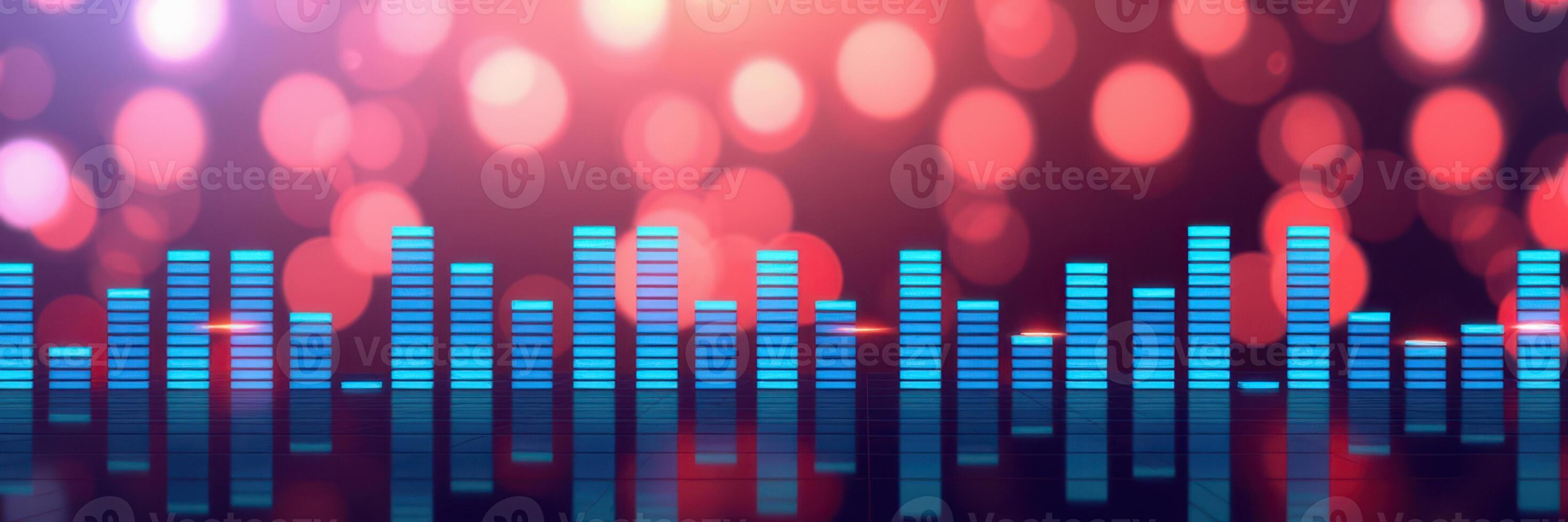 Colorful sound wave visualization with vibrant lights creating an energetic atmosphere for music events photo