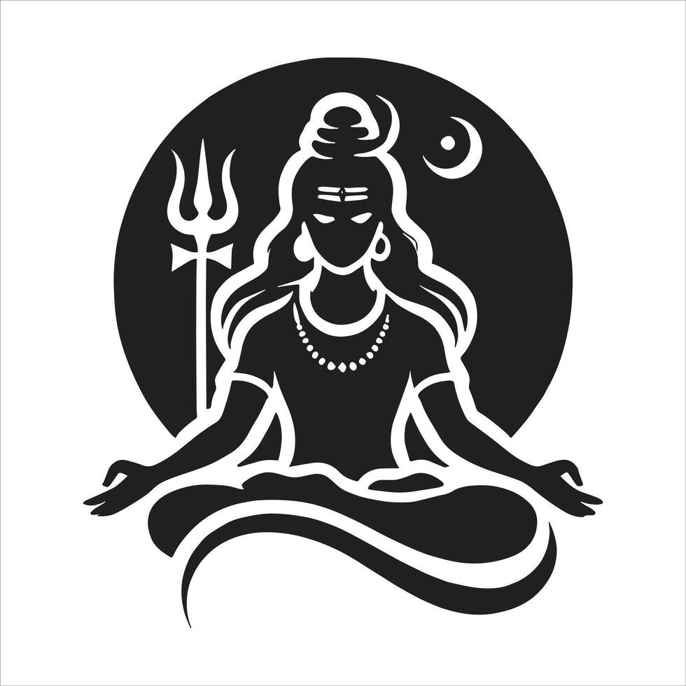 Mahakal Illustration Tattoo Hindu God Lord Shiva Art Mahashivratri Special Har Har Mahadev Silhouette Free vector