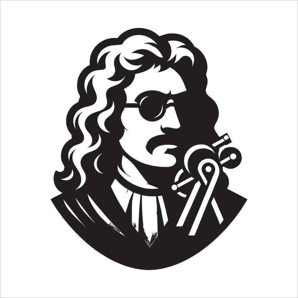 Sir Isaac Newton Mathematician and Physicist in Lab Experiment Free Illustration Silhouette vector