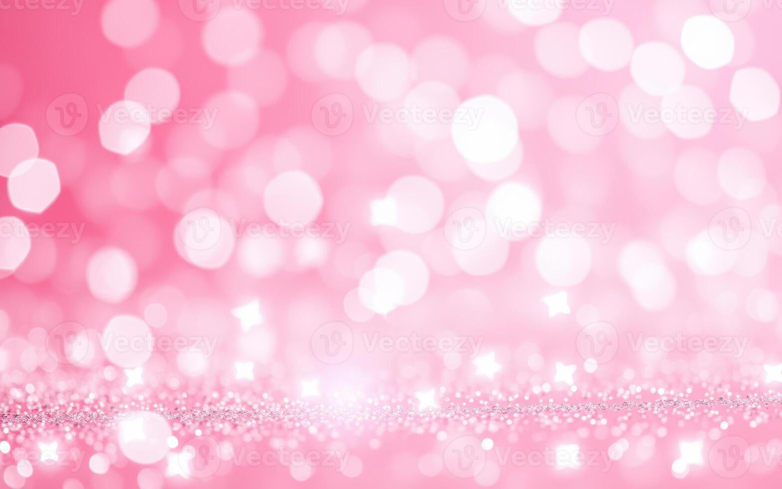 Soft pink bokeh background creating a dreamy and festive atmosphere with sparkling lights photo