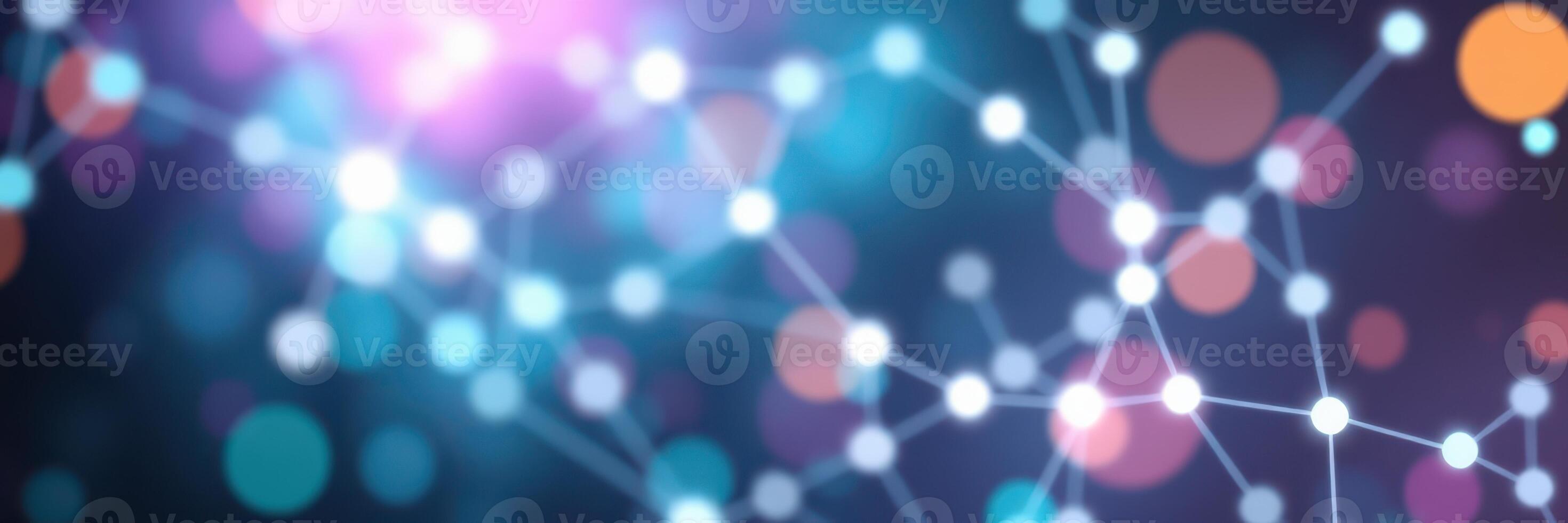 Abstract representation of interconnected nodes and lights in a digital network environment photo