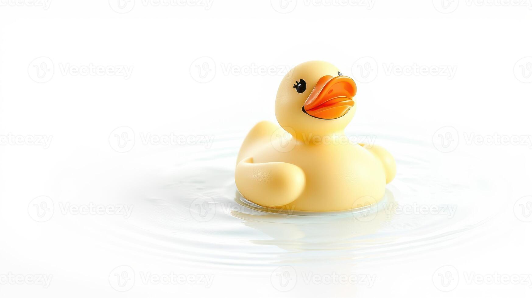 Rubber duck floating in clear water with soft ripples creating a serene atmosphere photo