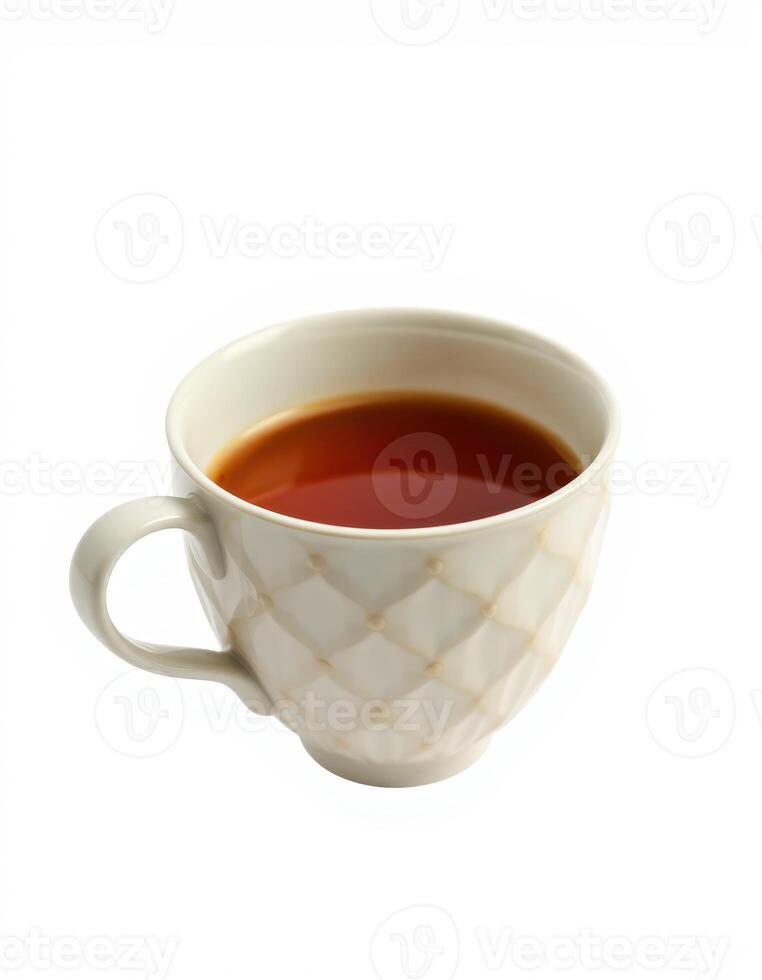 Elegant cup of hot tea on a white background showcasing fine craftsmanship and inviting warmth for an enjoyable tea time photo