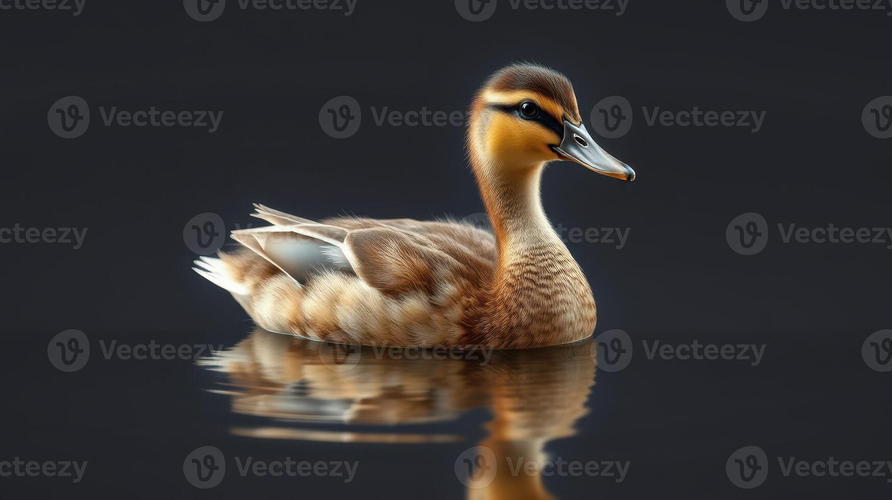 Duck swimming gracefully in calm waters during early morning light photo