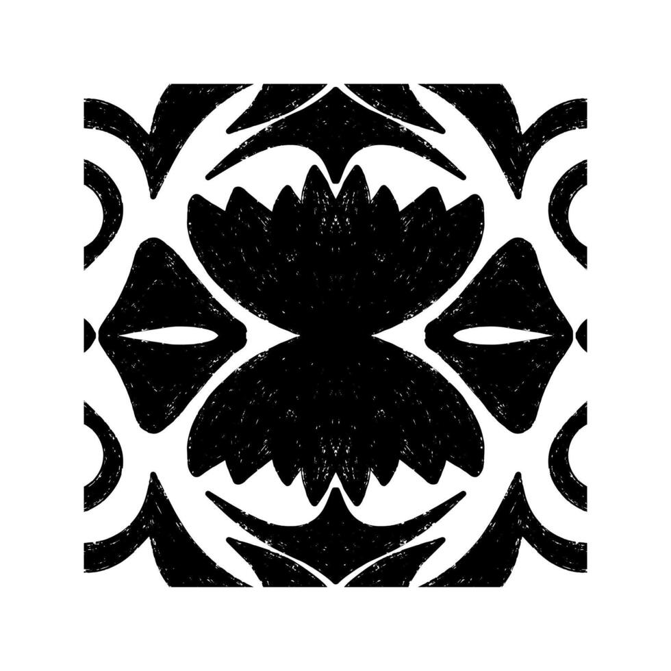 a black and white design with a flower vector