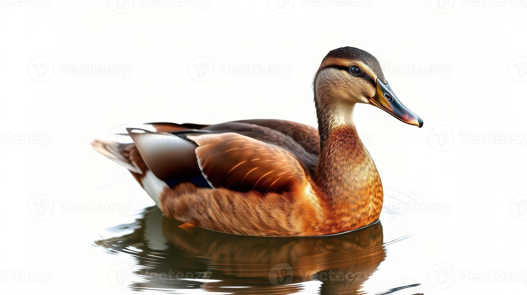 Mallard drake swimming peacefully in clear water during a sunny day photo